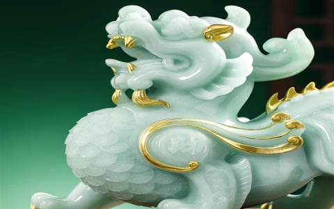 Green and Golden Gradient Pixiu Ornament： The Gradual Brilliance of Vitality and Wealth